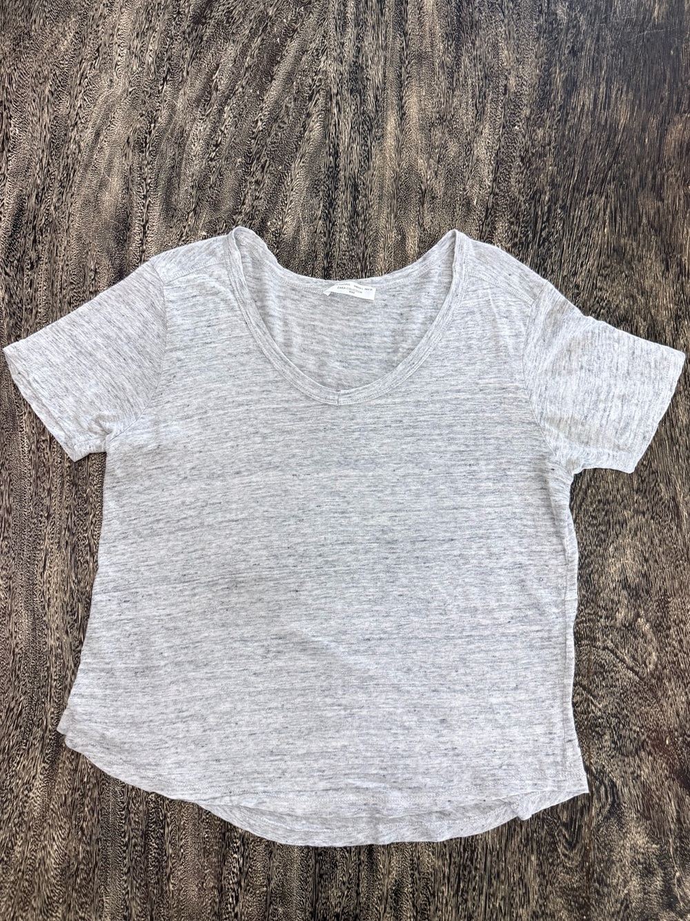 Zara Gray Linen T Shirt Coastal Minimalist Capsule Wardrobe Top Tee Large